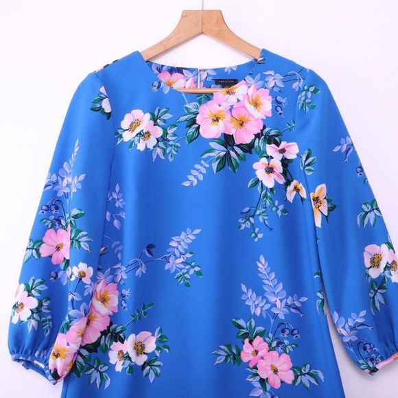 ANN TAYLOR Blue Floral Dress - Picture 2 of 7